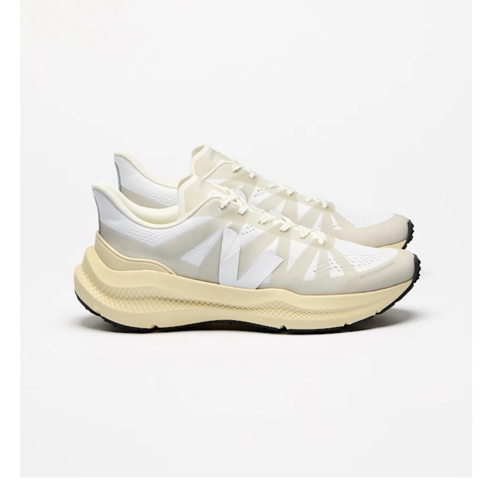 Veja White and Cream Running Sneakers